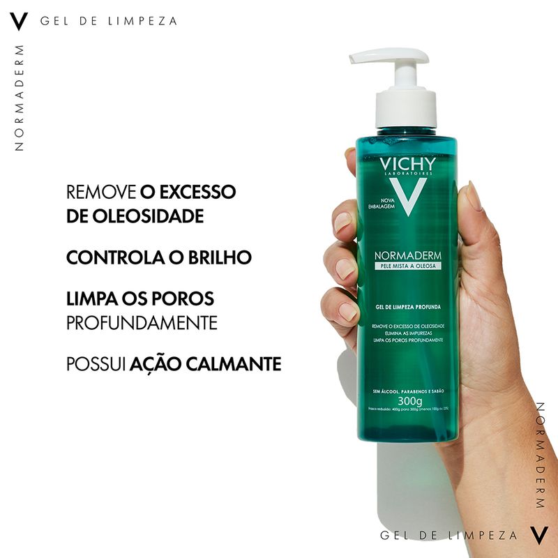 Gel-Facial-de-Limpeza-Profunda-Vichy-Normaderm-150-g-Beneficios