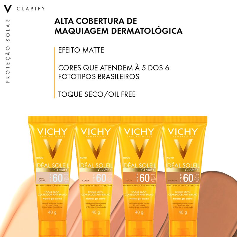 Protetor-Solar-Semi-Matte-Facial-FPS-60-Vichy-Ideal-Claro-40-g-Cobertura