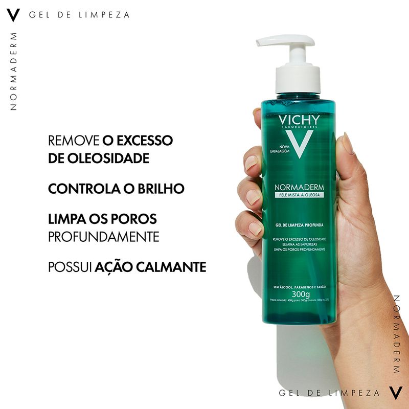 Gel-Facial-de-Limpeza-Profunda-Vichy-Normaderm-300-g-Beneficios