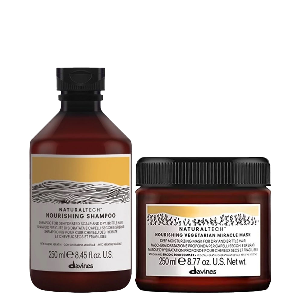 Kit Davines Naturaltech Nourishing Shampoo 250 Ml Máscara Miracle