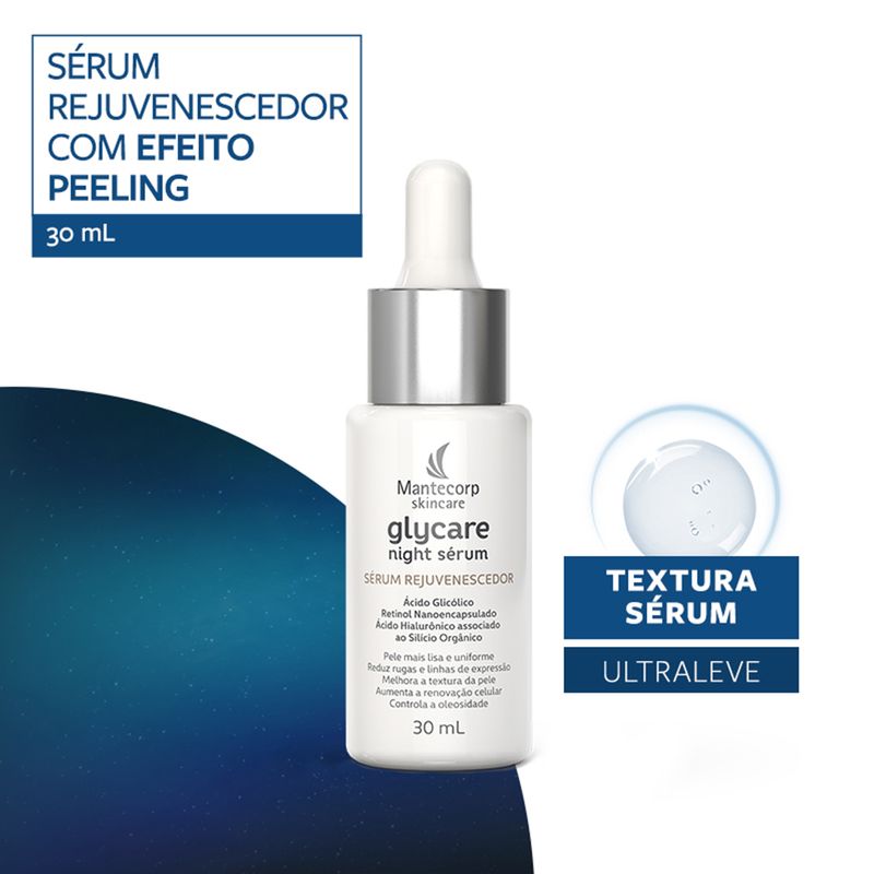 Serum-Facial-Rejuvenescedor-Acido-Glicolico-Noturno-Mantecorp-Glycare-30-ml-Textura