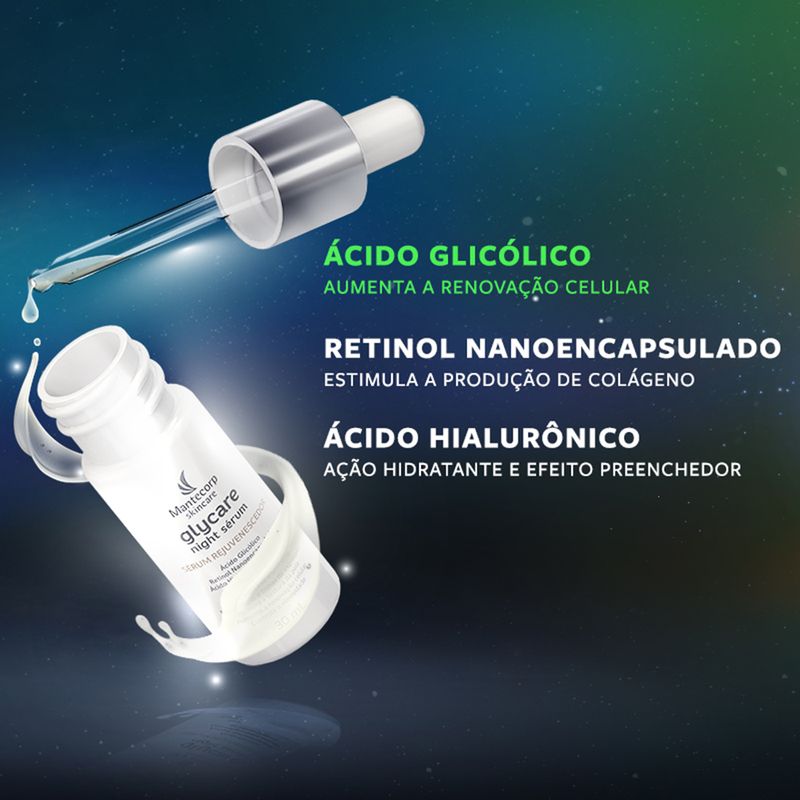 Serum-Facial-Rejuvenescedor-Acido-Glicolico-Noturno-Mantecorp-Glycare-30-ml-Ativos