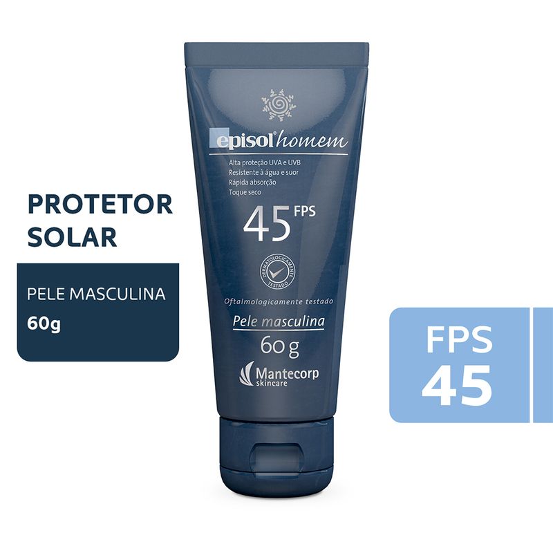 Protetor-Solar-Facial-Natural-Mantecorp-Episol-Homem-FPS-45-60-g-Produto