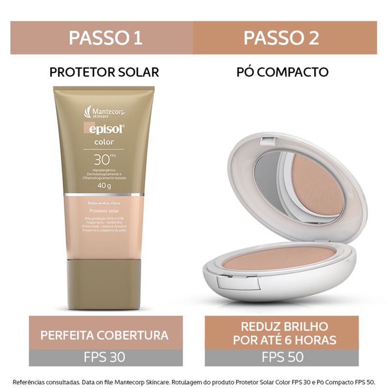 Protetor-Solar-em-Po-Facial-Mantecorp-Episol-Color-FPS-50-Extra-Clara-10-g-Passo-a-Passo