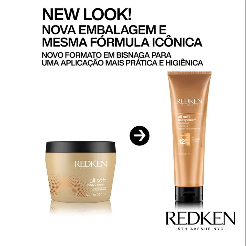 Mascara-de-tratamento-Heavy-Cream-Redken-All-Soft-250ml-Mudanca