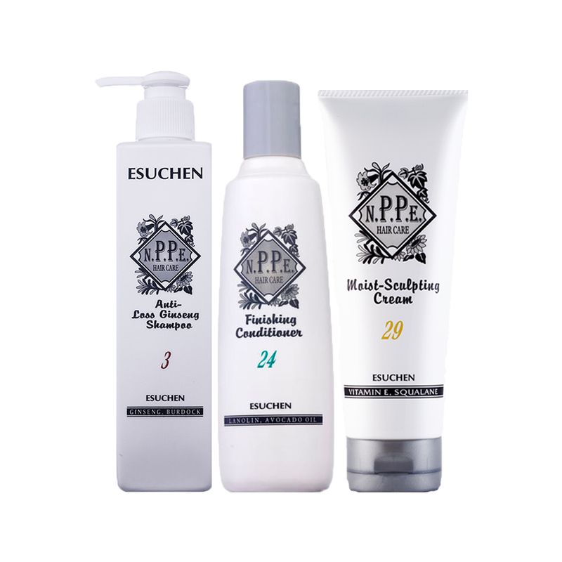 Kit-N.P.P.E-Herbal-Therapy-Esuchen---Shampoo-Anti-Loss-Ginseng-250-ml---Condicionador-250-ml---Leave-in-250-ml-Vitrine