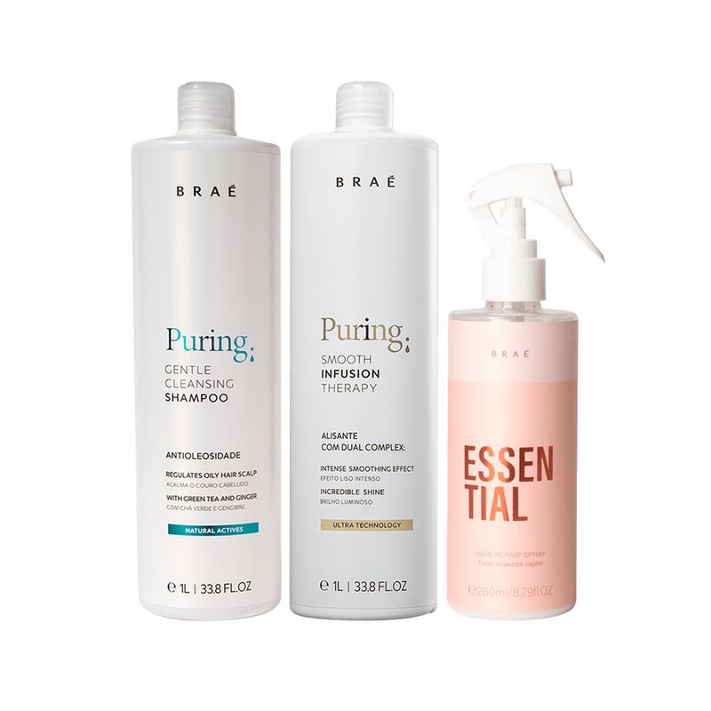 Kit-Brae-Puring-–-Shampoo-1000-ml---Tratamento-Efeito-Liso-1000-ml---Fluido-260-ml-Vitrine