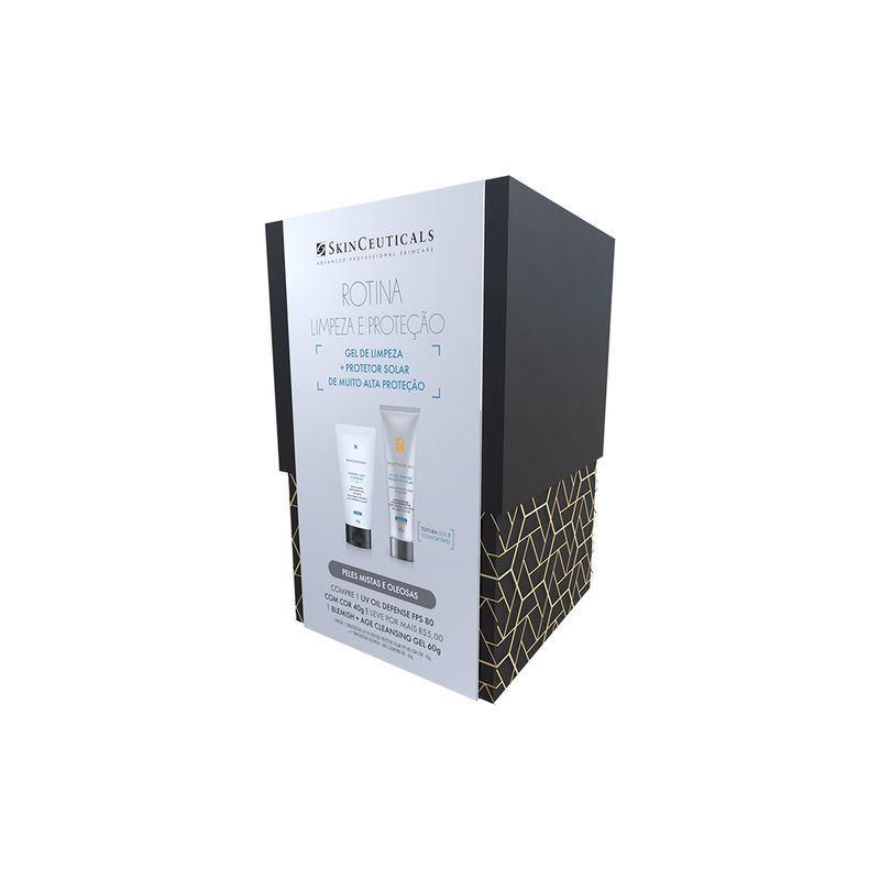 Kit-Skinceuticals-Rotina-Limpeza-e-Protecao---Gel-de-Limpeza-60-g----Protetor-Solar-com-Cor-FPS-80-40-g-Vitrine