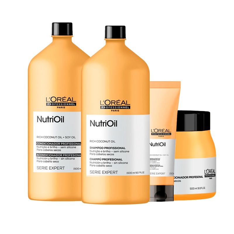 Kit-L-Oreal-Professionnel-Serie-Expert-NutriOil---Shampoo1500-ml---Condicionador-1500-ml---Mascara-Nutritiva-500-ml---Leave-in-150-ml-Vitrine