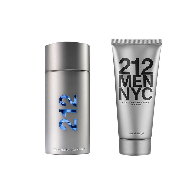 Kit-Perfume-Carolina-Herrera-212-Men-Eau-de-Toilette-Masculino-100-ml---Gel-de-Banho-100-ml-Frascos