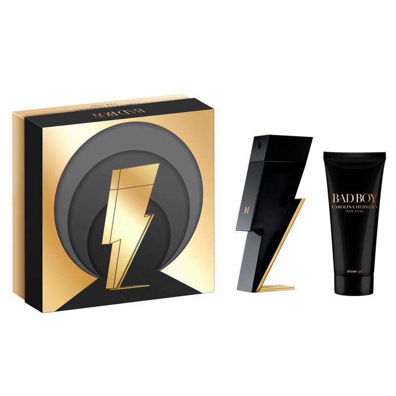 Kit-Perfume-Carolina-Herrera-Bad-Boy-Eau-de-Toilette-Masculino-100-ml---Gel-de-Banho-100-ml-Vitrine
