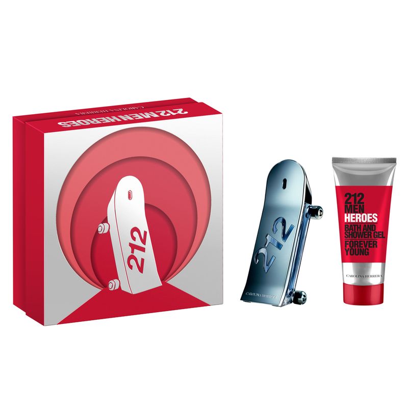 Kit-Perfume-Carolina-Herrera-212-Heroes-Men-Eau-de-Toilette-Masculino-90-ml---Gel-de-Banho-100-ml-Vitrine
