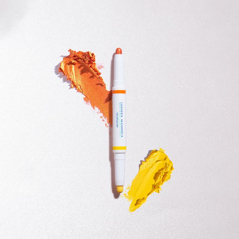 Sombra-em-Bastao-Oceane-Larissa-Manoela-Duo-Eyeshadow-Stick-Sunrise-Amarelo-com-Laranja-24-g-Textura