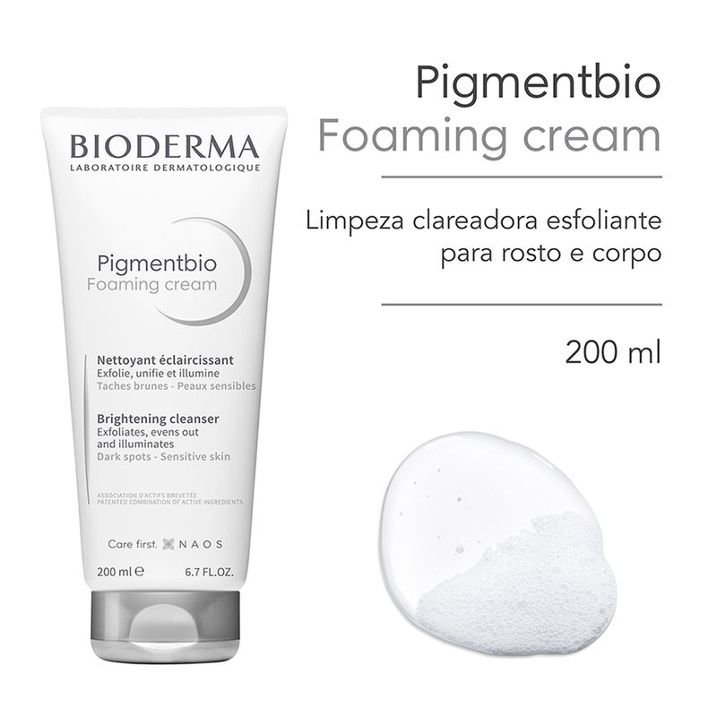 Creme-Esfoliante-e-Clareador-Corporal-Bioderma-Pigmentbio-Foaming-200-ml-Produto