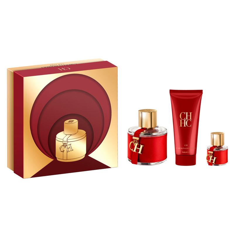 Kit-Perfume-Carolina-Herrera-CH-Eau-de-Toilette-Feminino-100ml---Hidratante-Corporal-100ml---Miniatura-