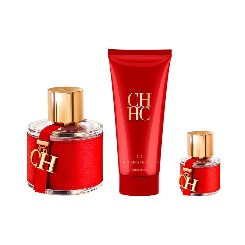 Kit-Perfume-Carolina-Herrera-CH-Eau-de-Toilette-Feminino-100ml---Hidratante-Corporal-100ml---Miniatura-