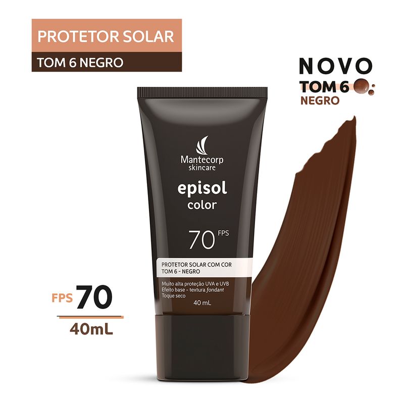 Protetor-Solar-Facial-Mantecorp-Episol-Color-Tom-6-Negro-Fps-70-40-ml
