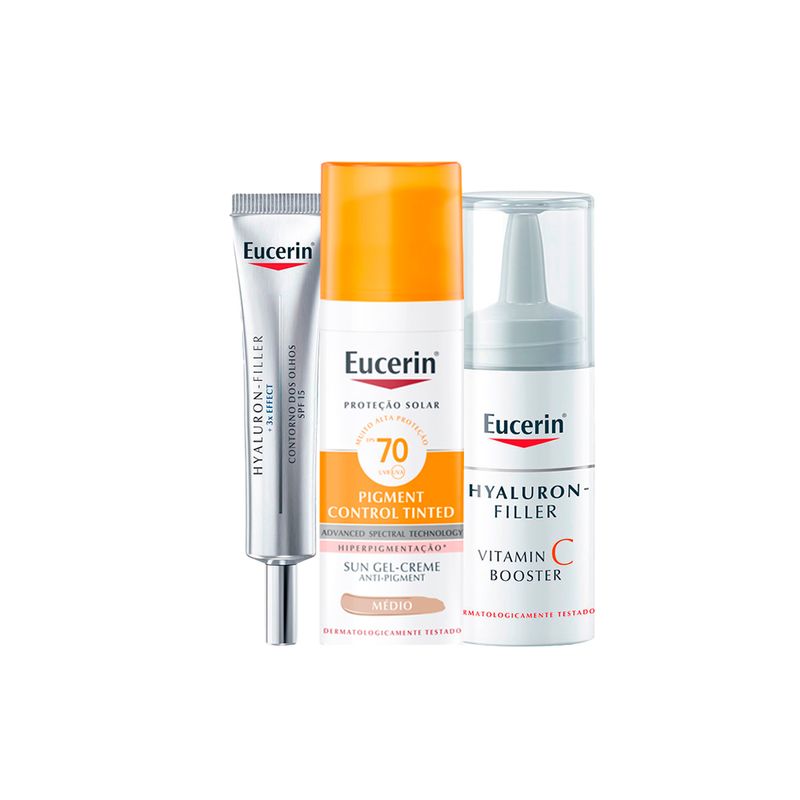 Kit-Eucerin---Protetor-Solar-Facial-Matte-FPS-70-Media-50-ml---Creme-Para-os-Olhos-15-ml---Creme-Facial-Anti-Idade--8-ml-Vitrine