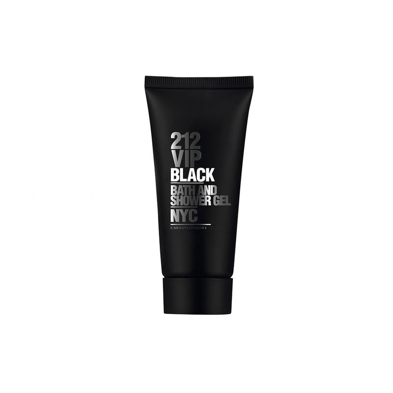 Kit-Perfume-Carolina-Herrera-212-VIP-Black-Masculino-Eau-de-Parfum-100-ml---Gel-de-Banho-100-ml---Miniatura-10-ml-Frasco-Gel