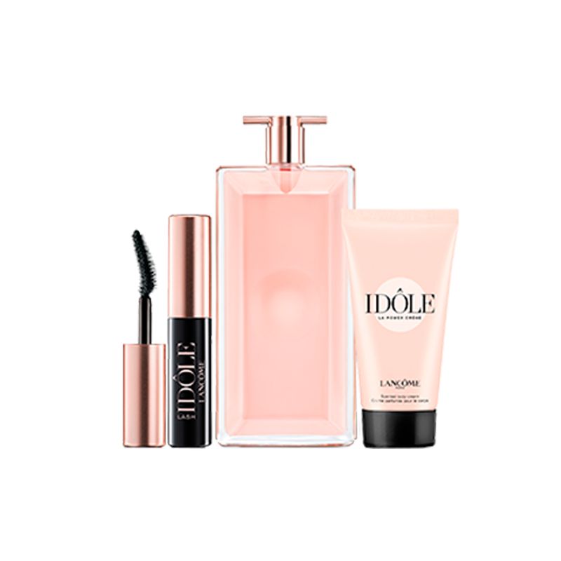 Kit-Perfume-Lancome-Idole-Feminino-Eau-de-Parfum---Mascara-de-Cilios---Locao-Corporal-50-ml-Produto