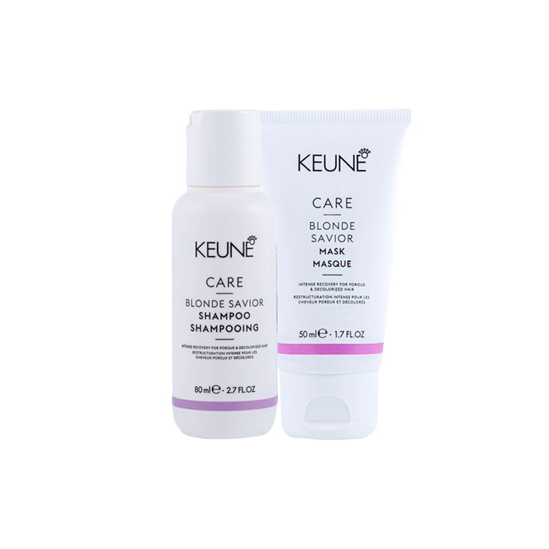 Kit-Keune-Cuidado-da-Cor----Shampoo-Keune-Care-Blonde-Savior-80-ml---Mascara-de-Reparacao-Keune-Care-Blonde-Savior-50-ml-Vitrine