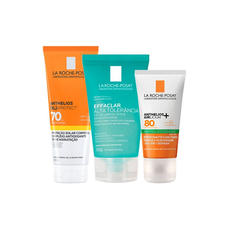 Kit-La-Roche-Posay---Gel-de-Limpeza-150-g---Protetor-Solar-Facial-FPS-80-40-g---Protetor-Solar-Corporal-FPS-70-200-ml-Vitrine