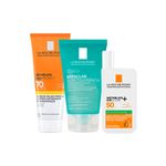 Kit-La-Roche-Posay---Gel-de-Limpeza-150-g---Protetor-Solar-Facial-Antioleosidade-FPS-50-40-ml---Protetor-Solar-Corporal-FPS-70-200-ml-Vitrine