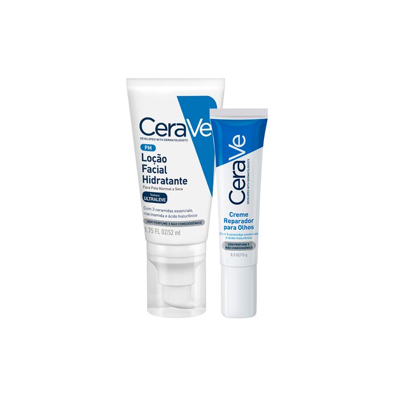 Kit-CeraVe-Facial---Creme-para-os-Olhos-15-g---Locao-Hidratante-52-ml-Vitrine