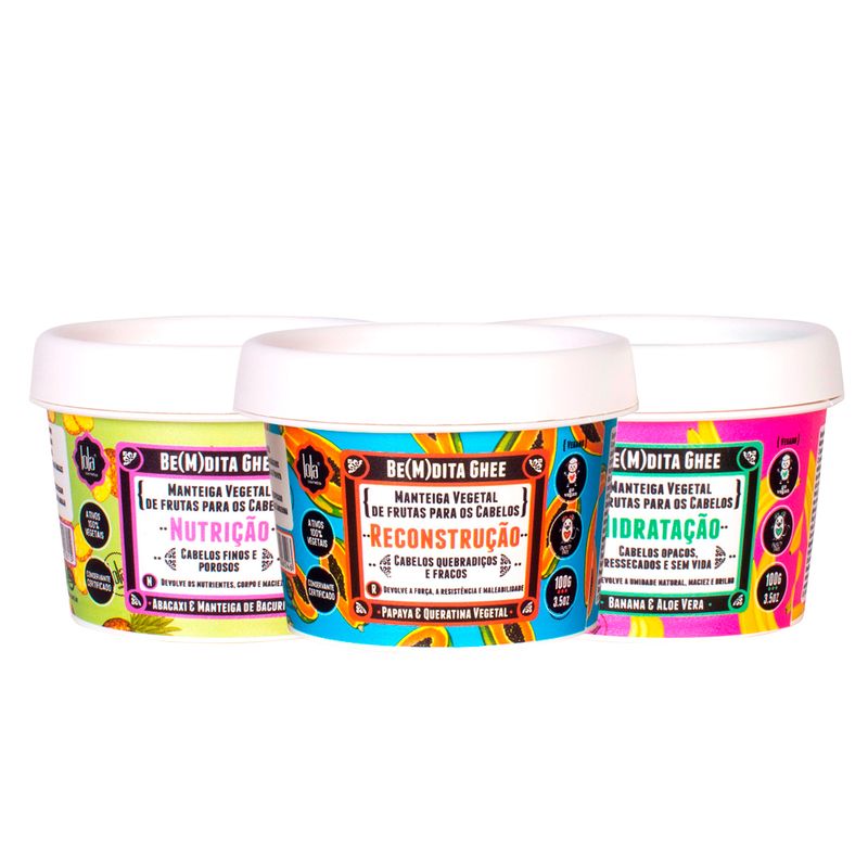 Kit-Cronograma-Capilar---Mascara-de-Hidratacao-100-g---Mascara-de-Nutricao-100-g---Mascara-de-Reconstrucao-100-g-Vitrine