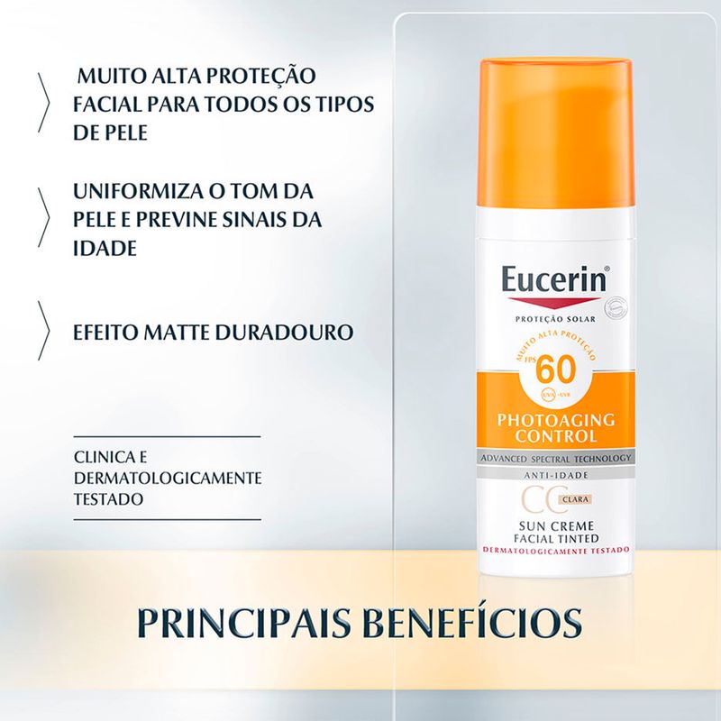 Protetor-Solar-Facial-Anti-Idade-Eucerin-Sun-Cc-Cream-Medio-FPS-60-50-ml-Beneficios