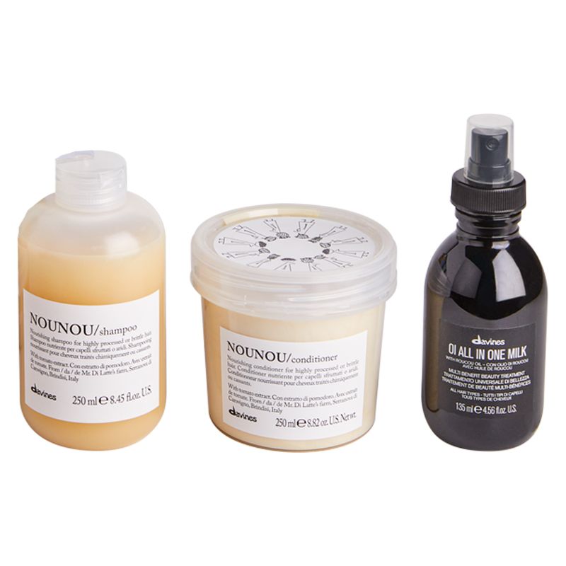 Kit-Davines-Nounou---Shampoo-250-ml---Condicionador-250-ml---Leave-in-Multibeneficios-Davines-OI-All-In-One-135-ml-Produtos