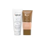 Kit-Cuidado-da-Pele-Mantecorp---Protetor-Solar-Facial-FPS-30-60-g---Protetor-Solar-Facial-FPS-30-Clara-40-g-Vitrine
