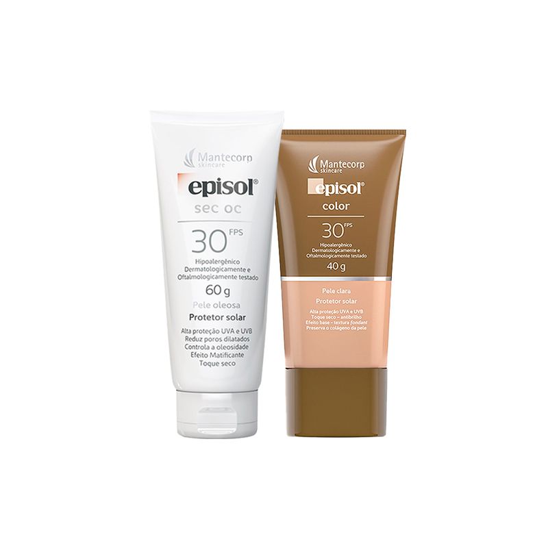 Kit-Cuidado-da-Pele-Mantecorp---Protetor-Solar-Facial-FPS-30-60-g---Protetor-Solar-Facial-FPS-30-Clara-40-g-Vitrine