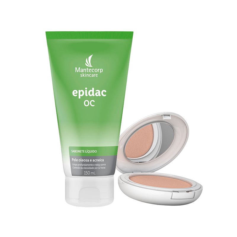 Kit-Antioleosidade-Mantecorp---Sabonete-Liquido-Facial-150-ml---Protetor-Solar-em-Po-Facial-FPS-50-Extra-Clara-10-g-Vitrine