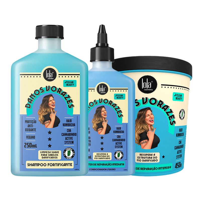 -Kit-Lola-Cosmetics-Reconstrucao-Danos-Vorazes---Shampoo-ml---Mascara-de-Reconstrucao-450-g---Booster-250-ml-Vitrine