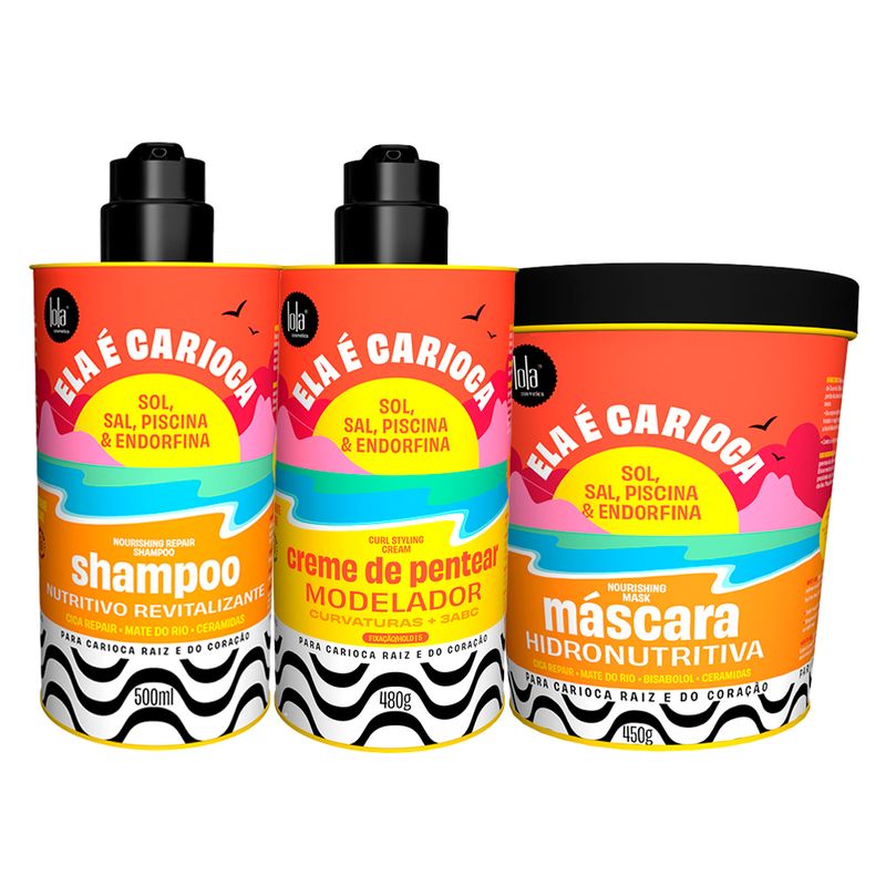 Kit-Lola-Ela-E-Carioca---Shampoo-500-Ml---Mascara--450-G---Creme-De-Pentear-3abc-480-G-Vitrine