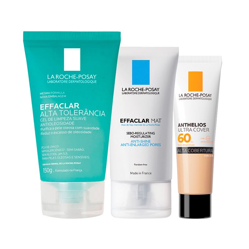 Kit-Cuidado-Facial-La-Roche-Posay---Gel-Facial-de-Limpeza-150-g---Protetor-Solar-Facial-FPS-60-Ultra-Cover-2.0-30-g---Creme-Hidratante-40-ml-Vitrine