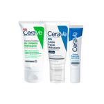 Kit-Cuidado-Facial-CeraVe---Creme-para-os-Olhos-15-g---Espuma-Facial-de-Limpeza-60g---Locao-Hidratante-52-ml-Prateleira
