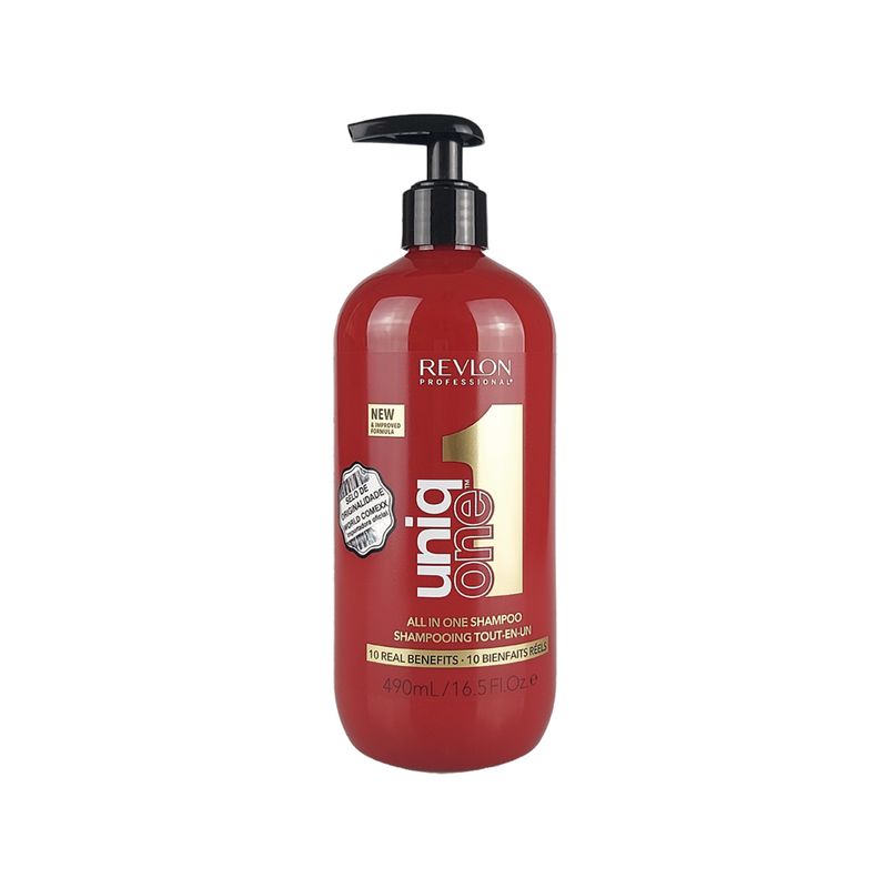 Kit-Capilar-Revlon-Uniq-One--All-in-One---Shampoo-490-ml---Mascara-300-ml---Leave-in-All-in-One-Hair-Tratament-150-ml-Frasco-Shampoo