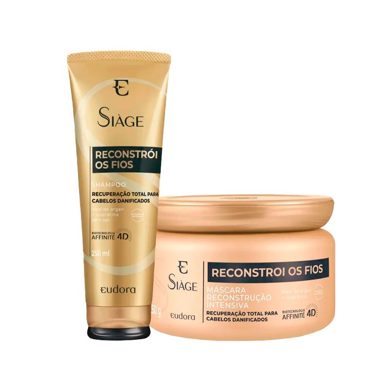 Kit-Eudora-Siage-Reconstroi-os-Fios-4D---Shampoo-250ml---Mascara-de-Reconstrucao-250-g-Vitrine