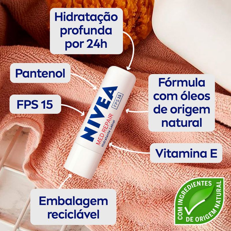 Protetor-Labial-Cremoso-Nivea-FPS-15-Med-Repair-48-g-Acao