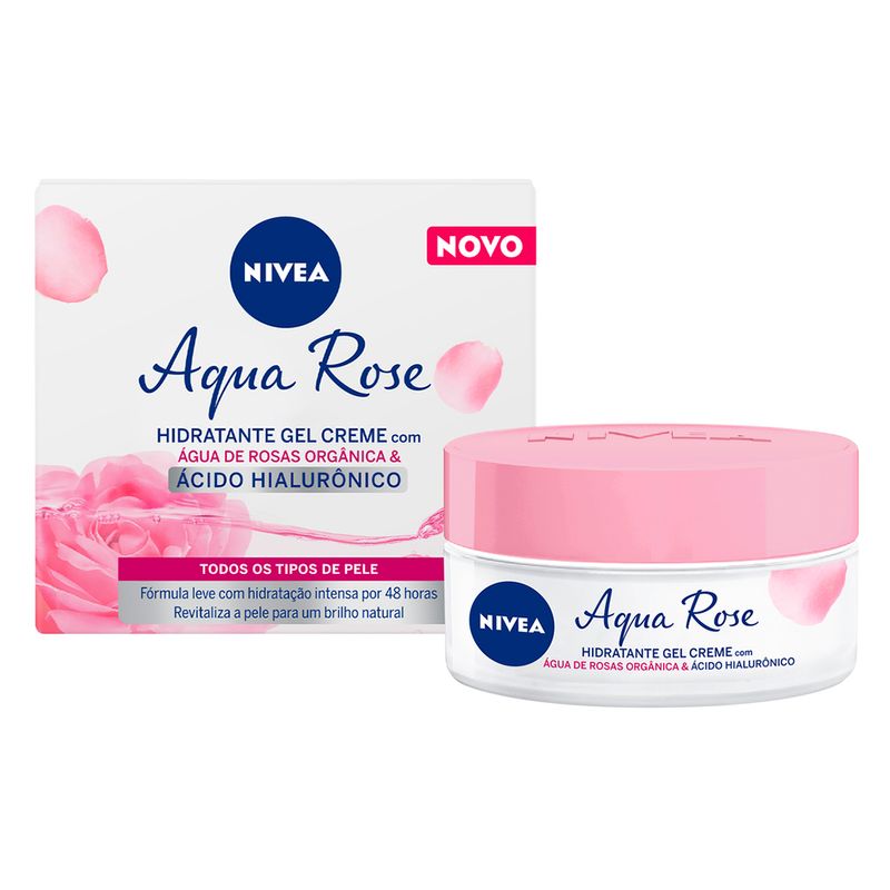 Gel-Creme-Facial-Hidratante-com-Agua-de-Rosas-Nivea-50-ml-Caixa-e-Produto