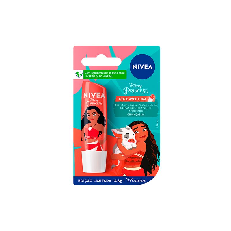 Hidratante-Labial-Nivea-Disney-Moana-Edicao-Limitada-Shine-Pessego-48-g-Caixa-e-Produto