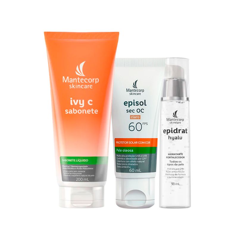 Kit-Facial-Mantecorp---Protetor-Solar-FPS-60-Claro-60-ml---Sabonete-Liquido-200-ml---Gel-Hidratante-50-ml-Vitrine