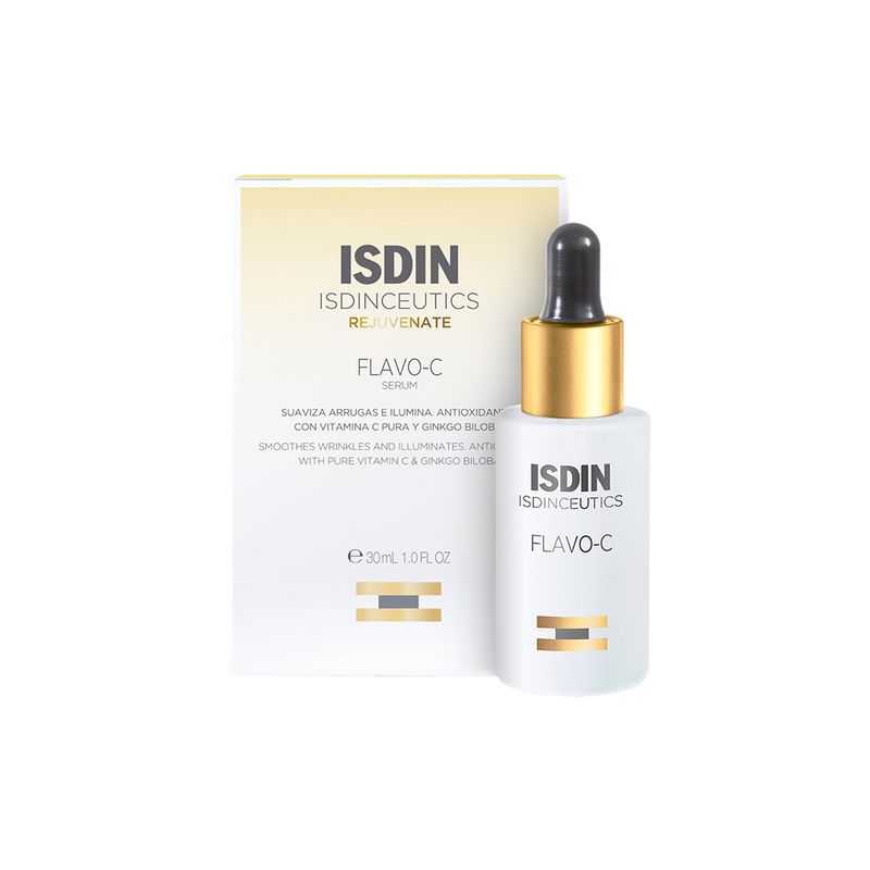Serum-Facial-Antioxidante-e-Antiaging-com-Vitamina-C-Isdin-30-ml-Caixa-e-Frasco