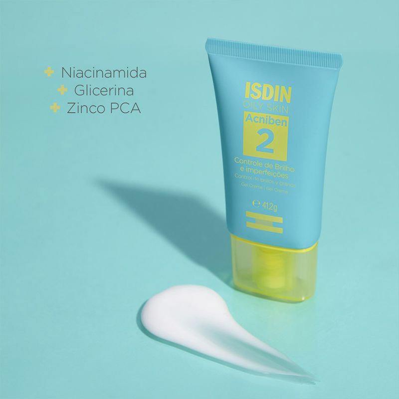 Gel-Creme-Facial-Isdin-Oily-Skin-Controle-de-Brilho-Acniben-412-g-Ativos-
