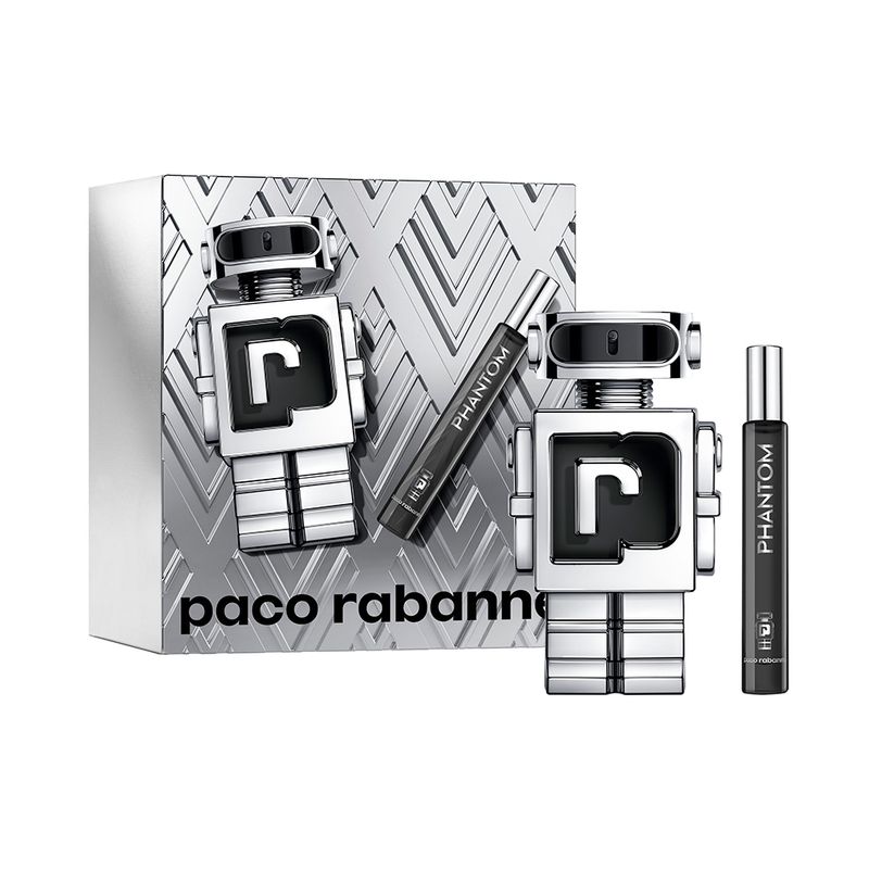 Kit-Perfume-Paco-Rabanne-Phantom-Eau-de-Toilette-Masculino-100-ml---Miniatura-10-ml-Vitrine