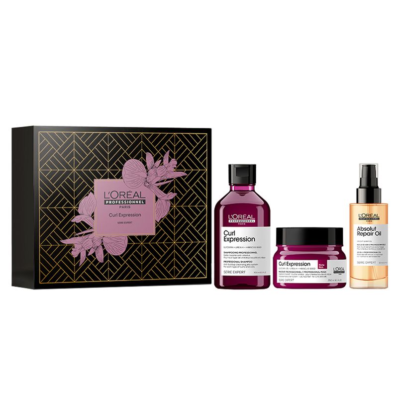Kit-L’Oreal-Professionnel-Serie-Expert-Curl-Expression---Shampoo-300-ml---Mascara-250-g---Oleo-Capilar-Absolut-Repair-90-ml-Vitrine