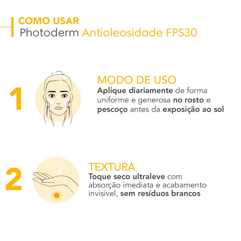 Protetor-Solar-Facial-Bioderma-Photoderm-Antioleosidade-FPS-30-40-g-Como-Usar