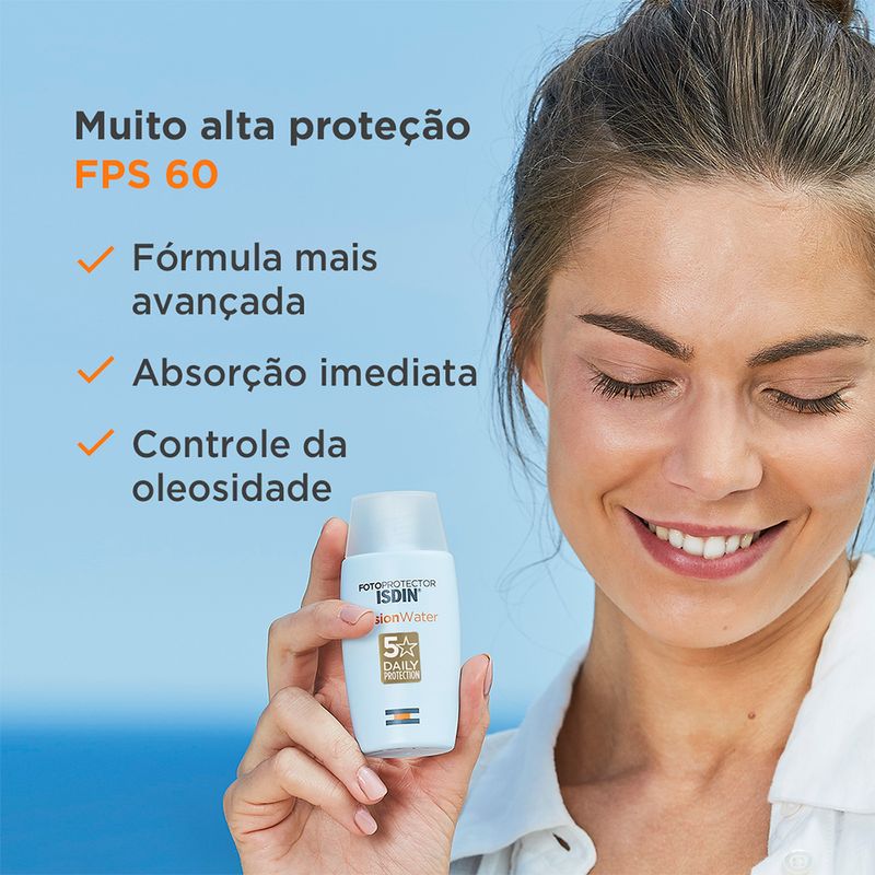 Protetor-Solar-Facial-Isdin-Fusion-Water-5-Stars-FPS-60-50-ml-Resultado